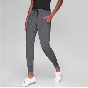 Athleta L metro jogger heathered gray zip ankle
